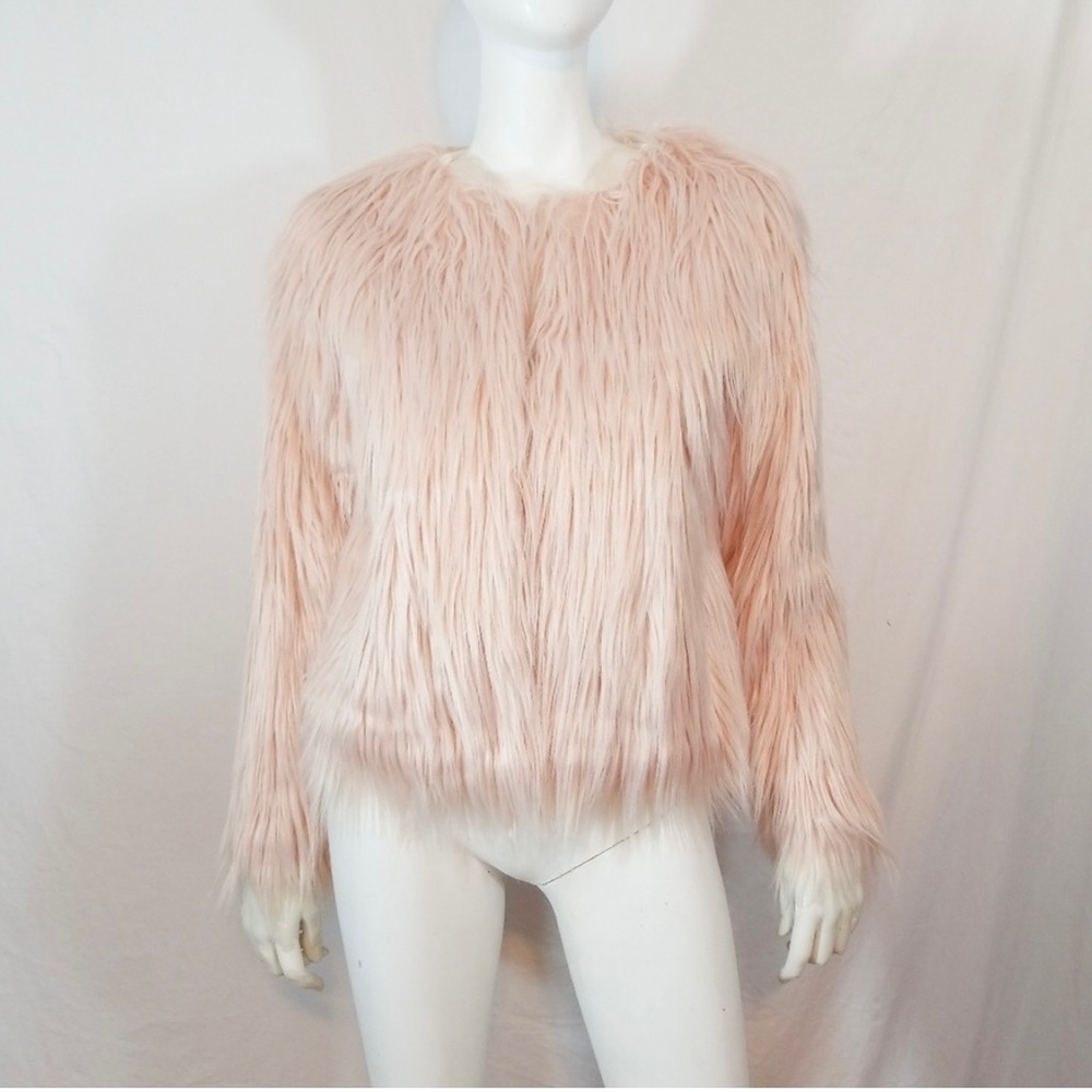 NWT Light pink faux fur jacket shaggy coat XL